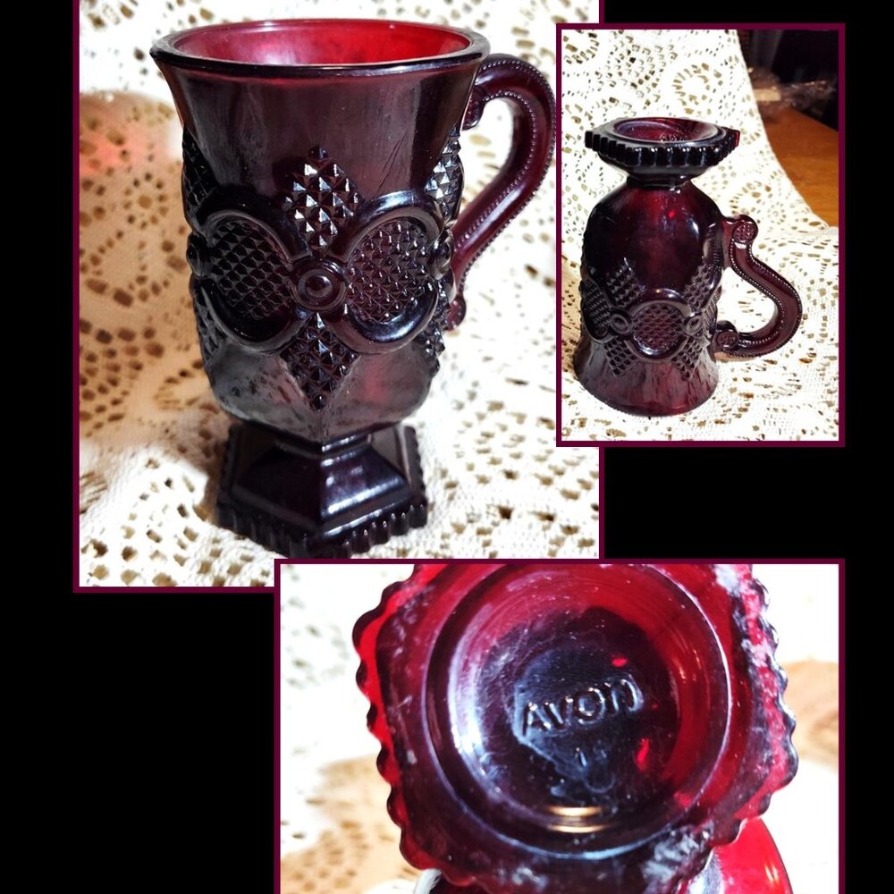 ***SOLD*** Set of 6 Avon Cape Cod Ruby Red Glass Mugs-